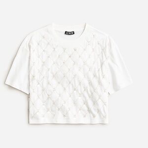 J crew Broken-in jersey cropped T-shirt with patterned sequins